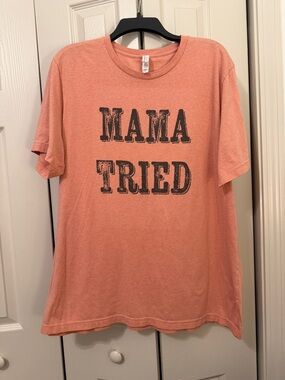 'MAMA TRIED' Coral Pink Graphic Tee